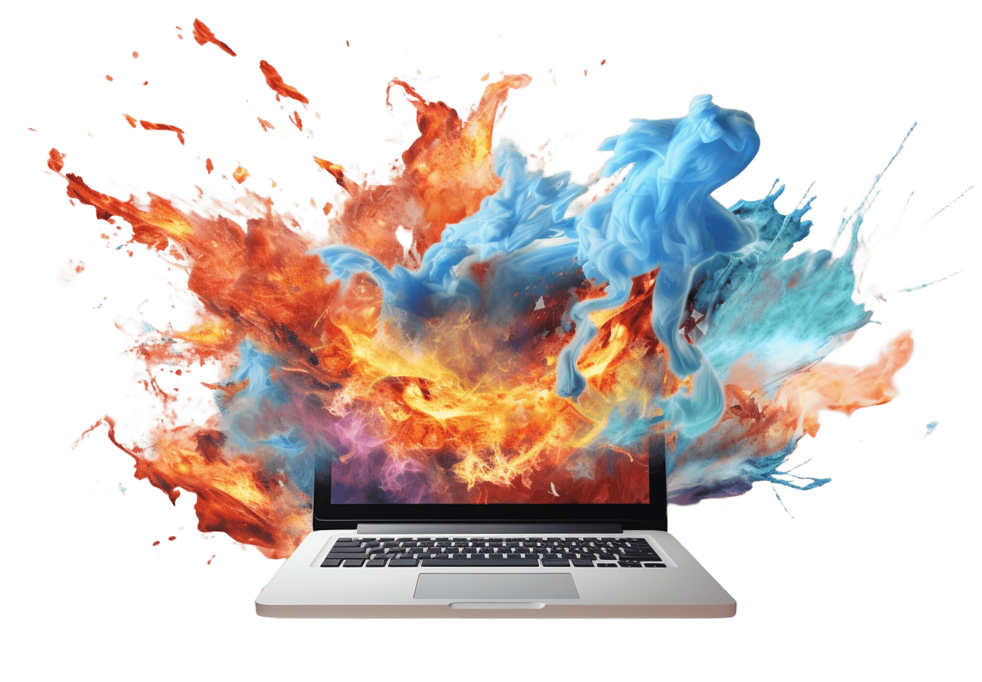 HGD Media GmbH 3d laptop fire with colorful flames 1