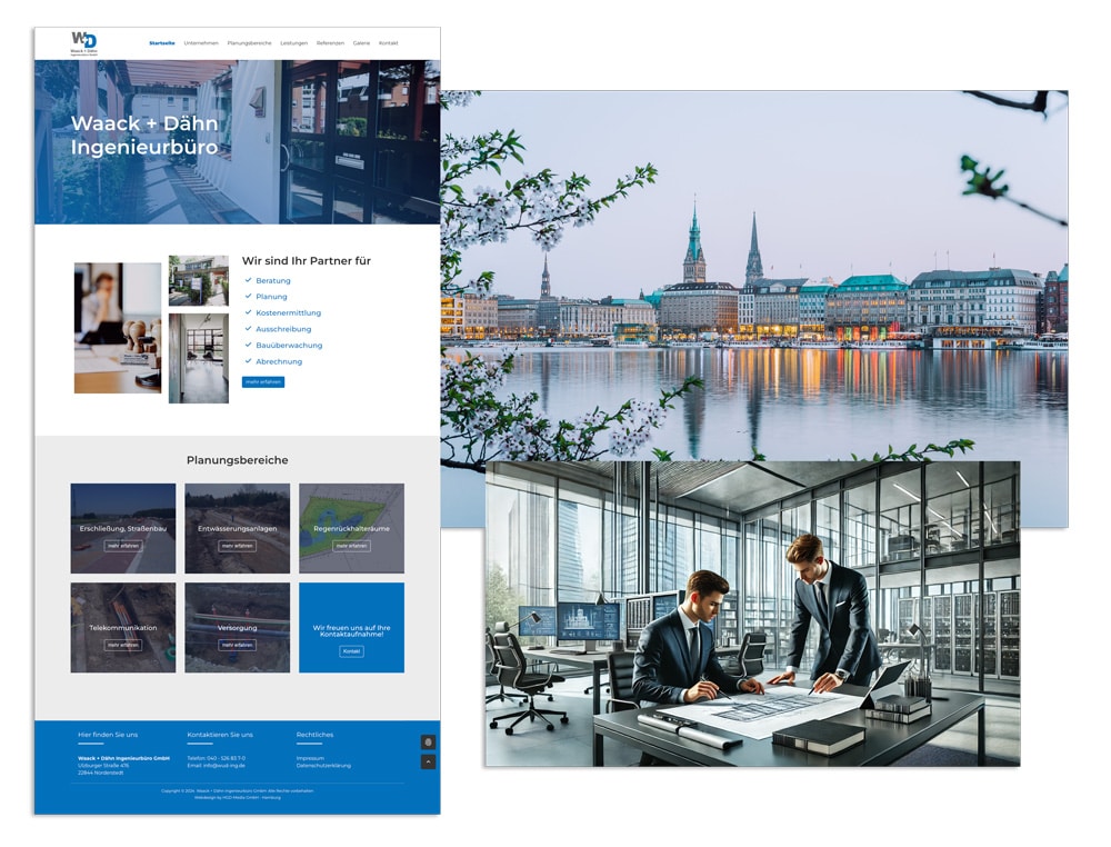 Webdesign Referenze für Ingenieurbüros und Planungsbüros HGD Media GmbH Webagentur Hamburg