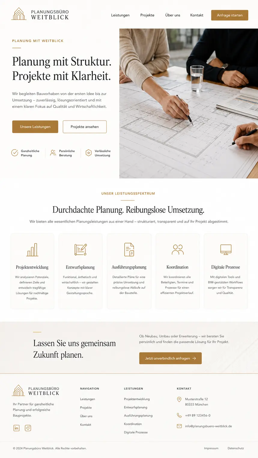 Webdesign f&uuml;r Planungsb&uuml;ros: Funktion trifft auf Design