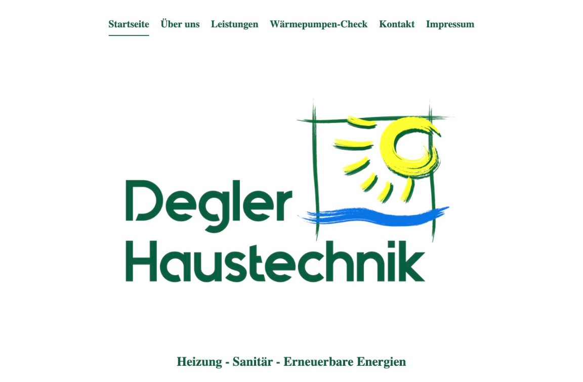 Degler Haustechnik Website vorher Alte Website von Degler Haustechnik vor dem Relaunch (Stand Juni 2025, Webarchiv)