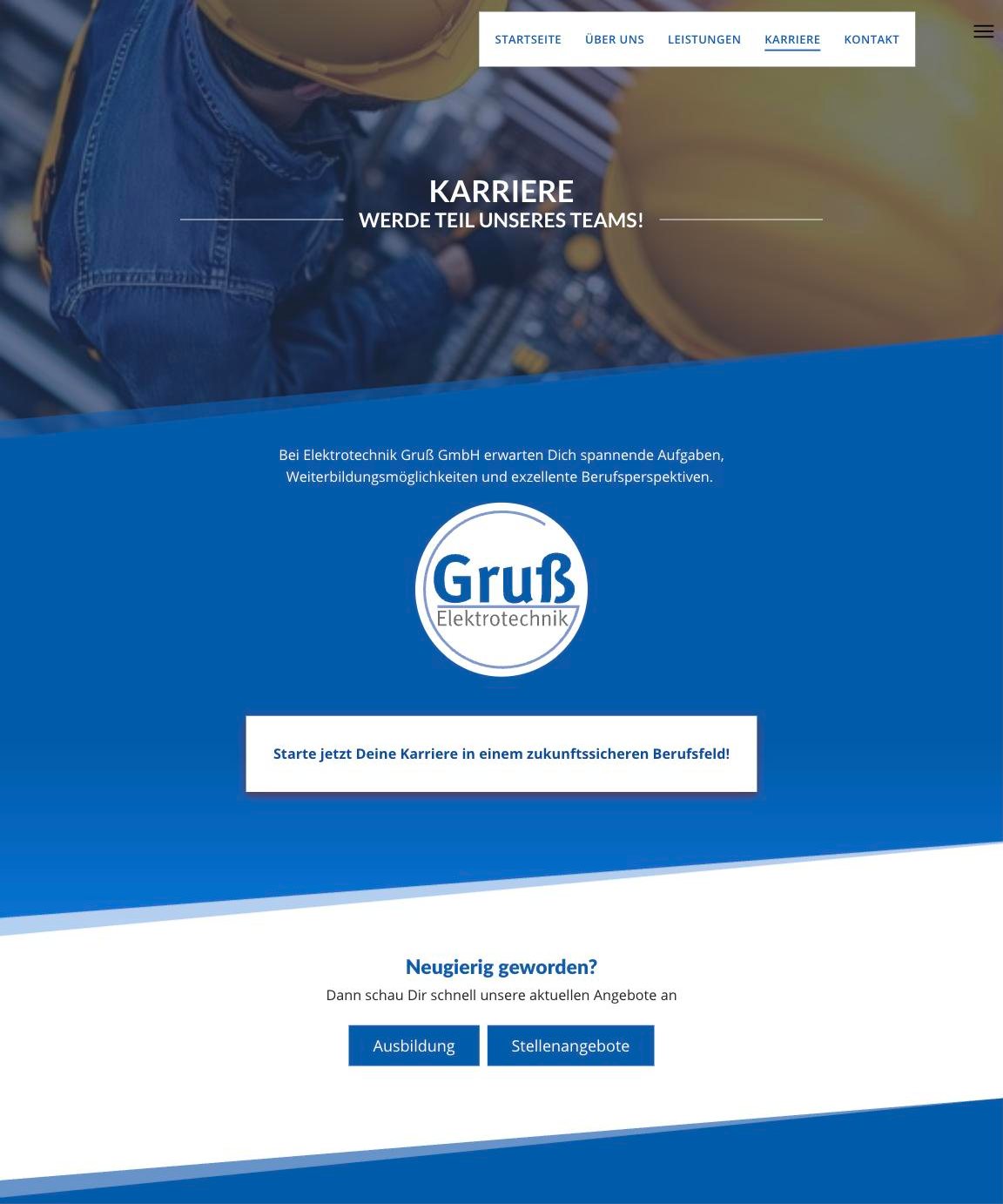 Karriere – Website Elektrotechnik Gruß (ganze Seite)
