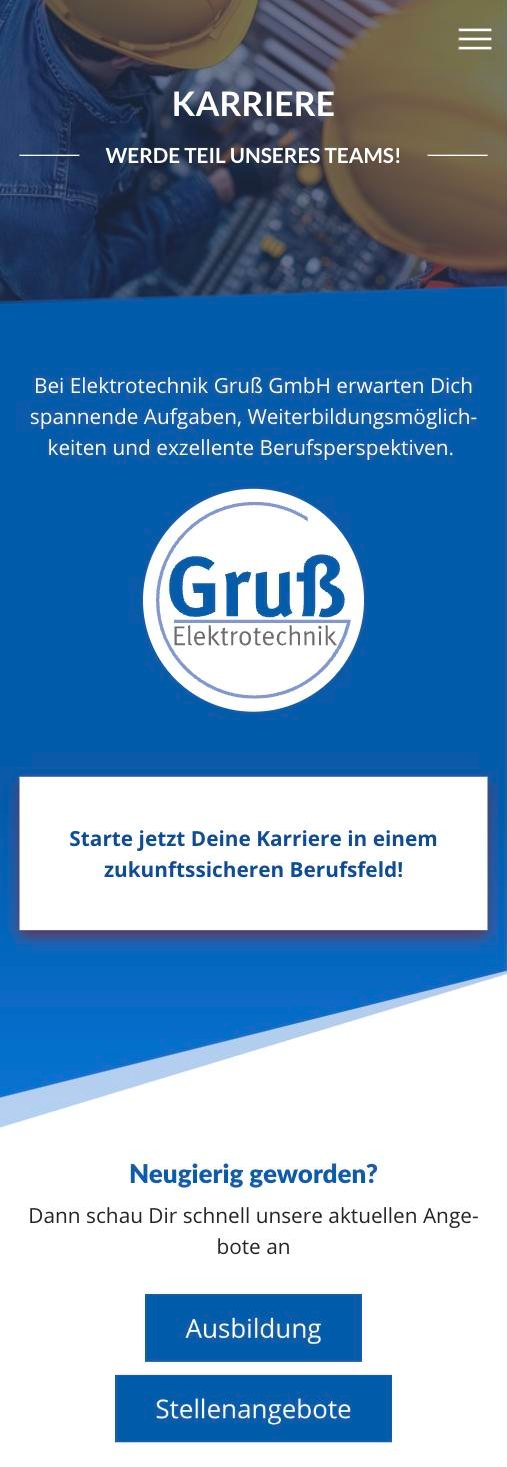Karrierebereich von Elektrotechnik Gruß auf dem Smartphone