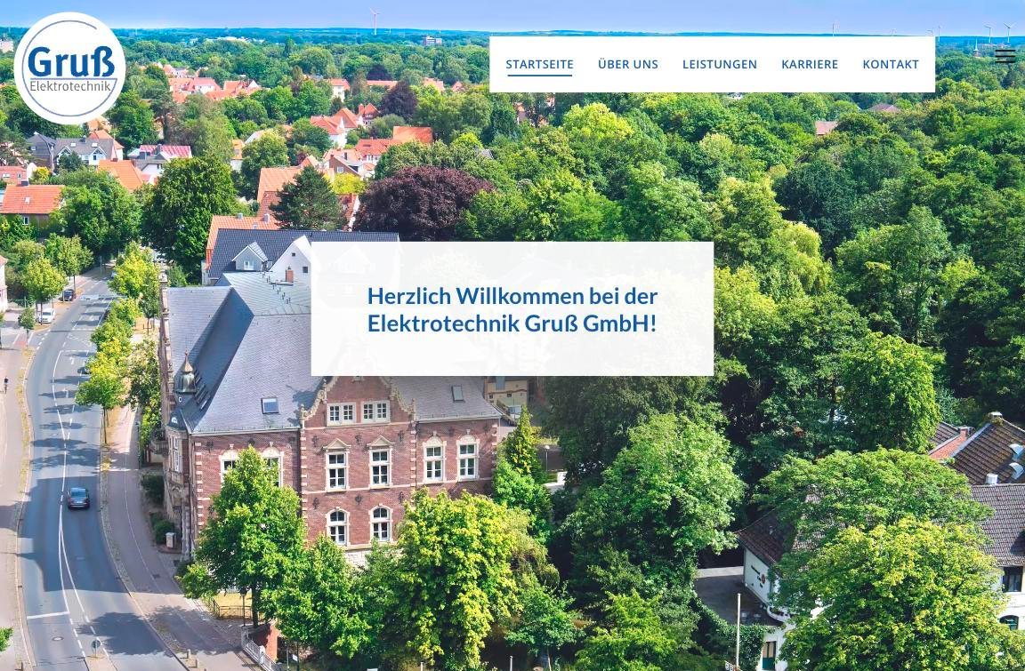 Startseite der neuen Website von Elektrotechnik Gruß