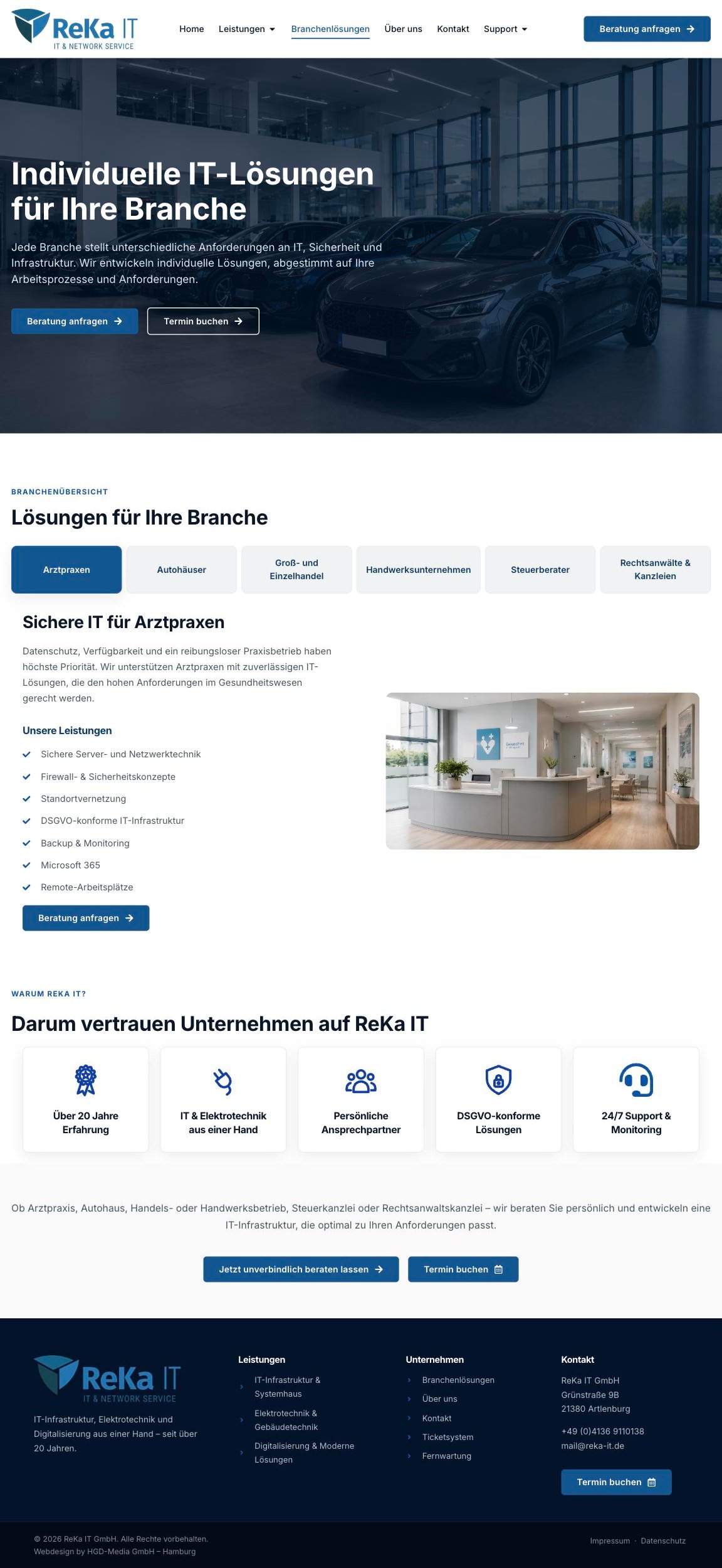 Branchenlösungen – Website ReKa IT (ganze Seite)