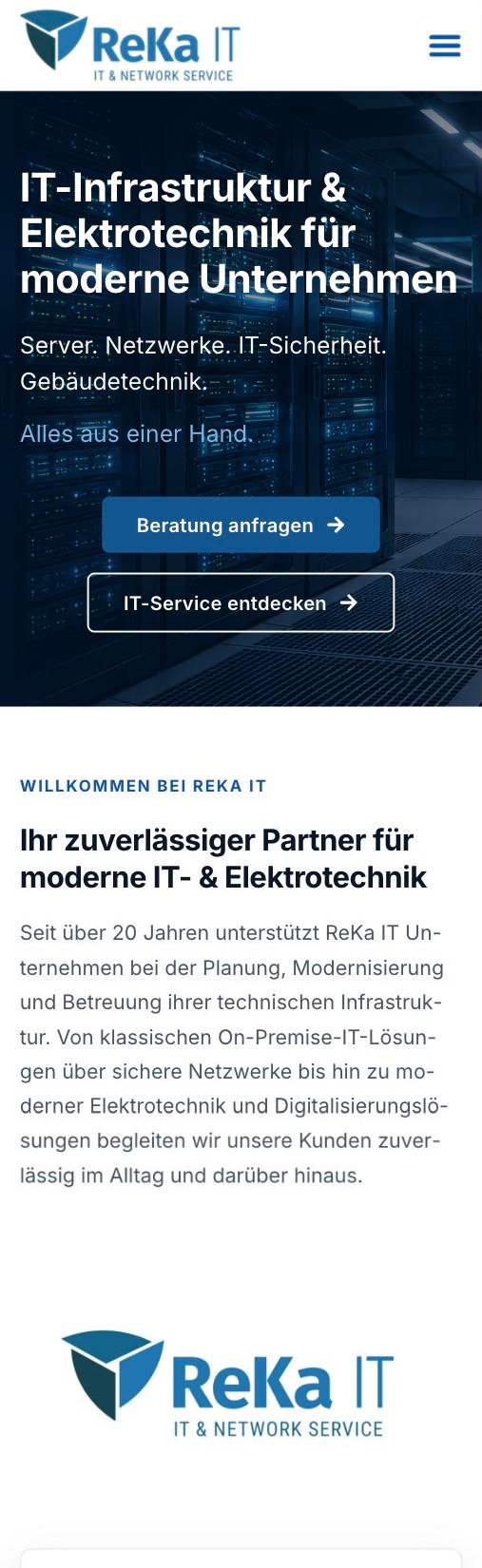 Website von ReKa IT auf dem Smartphone