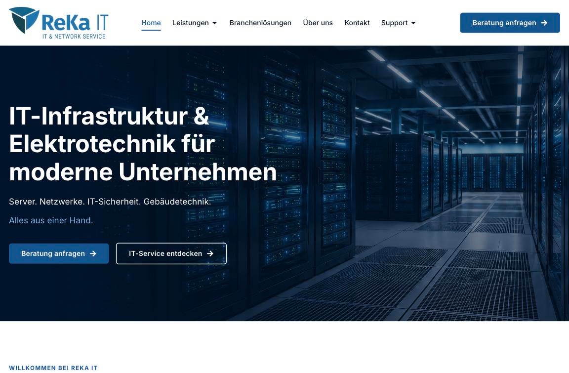 Startseite der neuen Website von ReKa IT